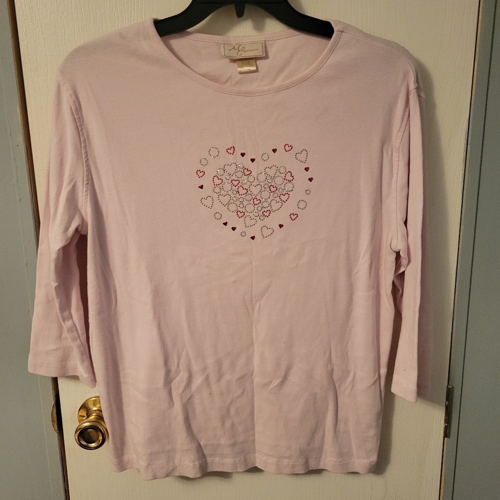 M&C Sportswear Heart Print Long Sleeve Top